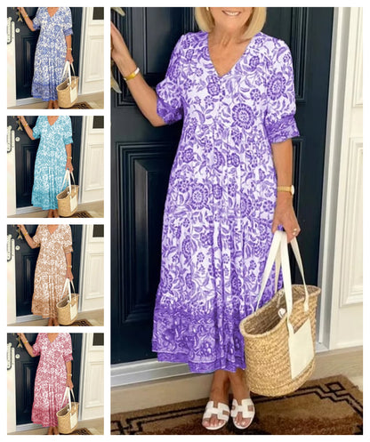 💥 Letnia sukienka boho z dekoltem V