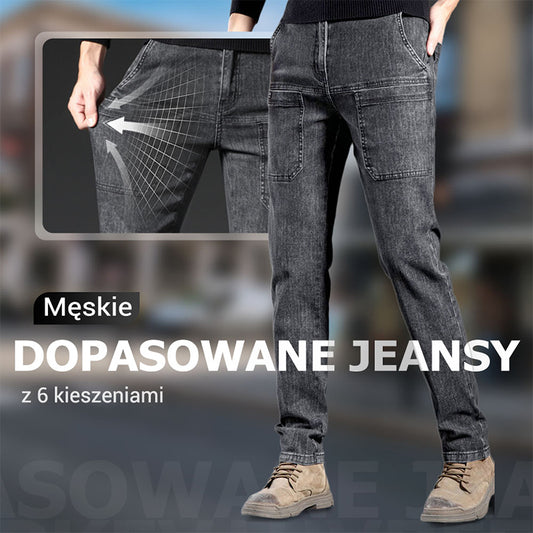 Rozciągliwe dżinsy męskie z prostymi nogawkami
