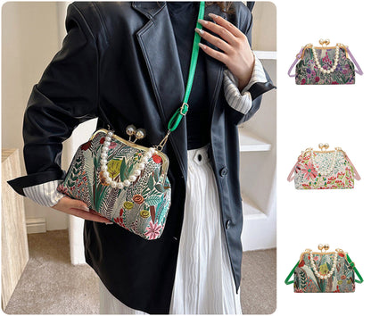 2026 Damska torebka z haftem w kwiaty w stylu vintage