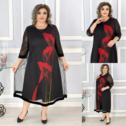 🔥🎉【S-4XL】2025 Elegancka i wyrafinowana czarna szyfonowa sukienka