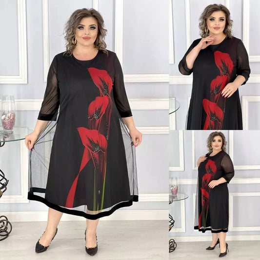 🔥🎉【S-4XL】2025 Elegancka i wyrafinowana czarna szyfonowa sukienka