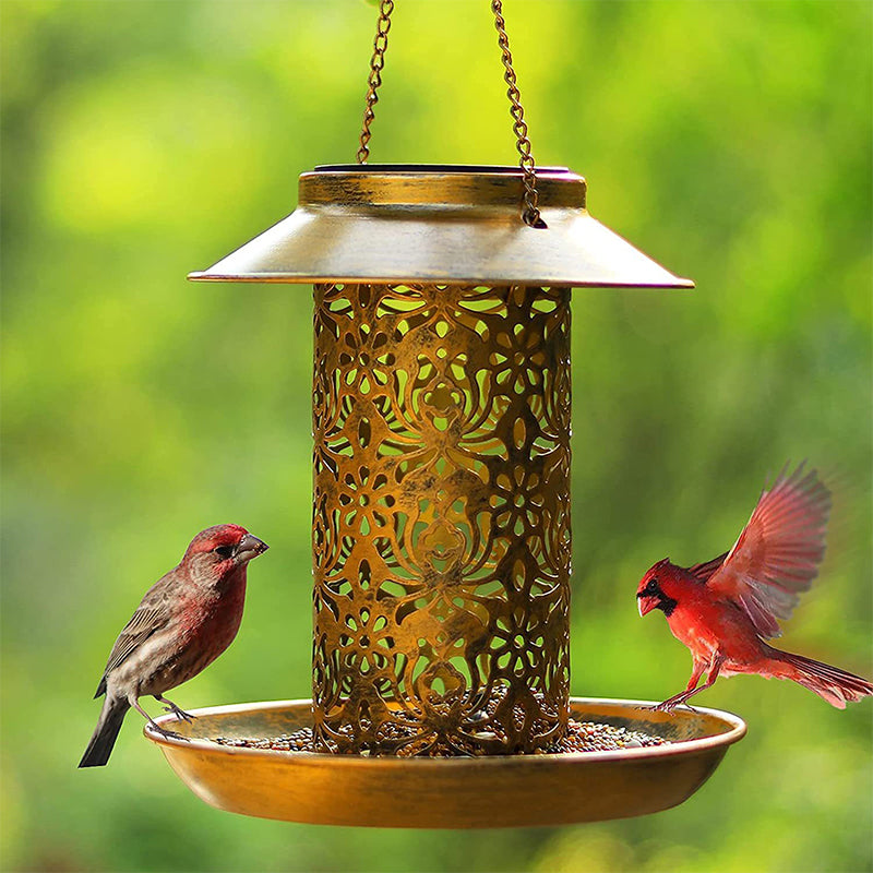 🦜🐦Wiszący metalowy solarny karmnik dla ptaków na zewnątrz