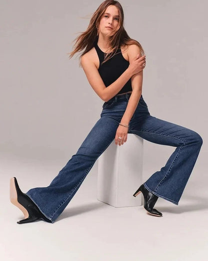 🎄Wszechstronne spodnie do garderoby👖 Dżinsy stretch flare z wysokim stanem