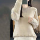 Damski sweter z dzianiny w jednolitym kolorze w stylu retro
