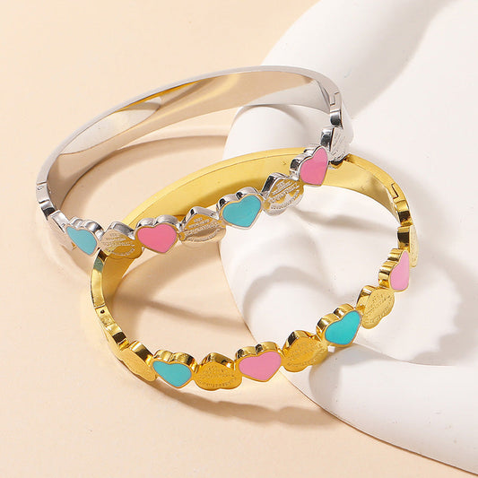 Tytanowa bransoletka damska z sercem na zawsze