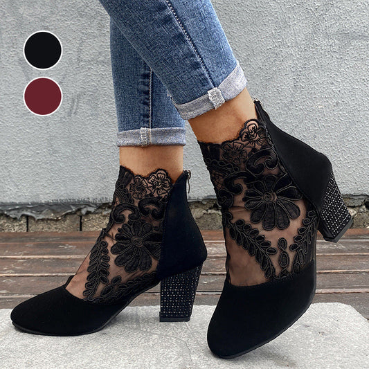 👠Modne damskie buty na wysokim obcasie z koronki i siateczki