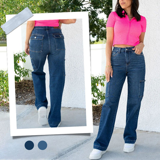 👖Jeansy damskie z wysokim stanem i szerokimi nogawkami