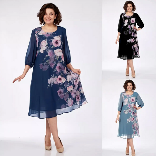 🌸Elegancka szyfonowa sukienka w kwiaty
