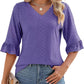 💖【S-3XL】Damski top z falbaniastym dekoltem w serek