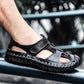 Men's Breathable Knit & Faux Leather Patchwork Non-Slip Cushioned Sandals