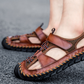 Men's Breathable Knit & Faux Leather Patchwork Non-Slip Cushioned Sandals