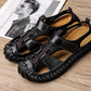 Men's Breathable Knit & Faux Leather Patchwork Non-Slip Cushioned Sandals