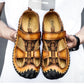 Men's Breathable Knit & Faux Leather Patchwork Non-Slip Cushioned Sandals