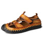 Men's Breathable Knit & Faux Leather Patchwork Non-Slip Cushioned Sandals