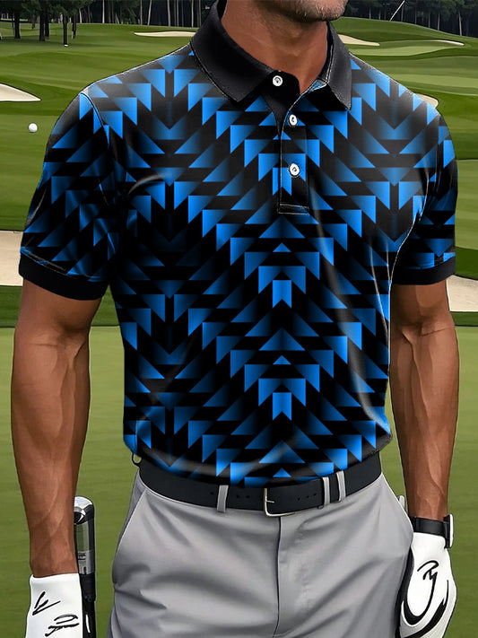 Męska Retro Gradient Geometryczny Nadruk Artystyczny Casual Biznesowa Koszulka Polo