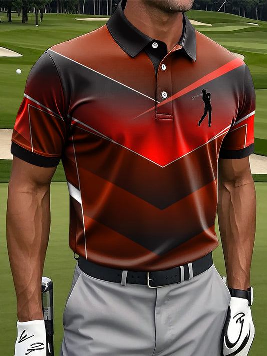 Męska koszulka polo z nadrukiem w stylu retro z gradientu kolorów