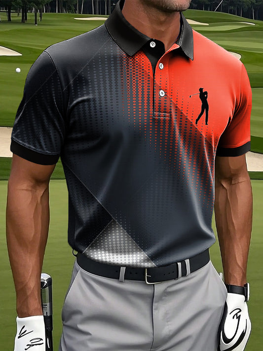 Męska Retro Gradient Geometryczny Nadruk Artystyczny Casual Biznesowa Koszulka Polo