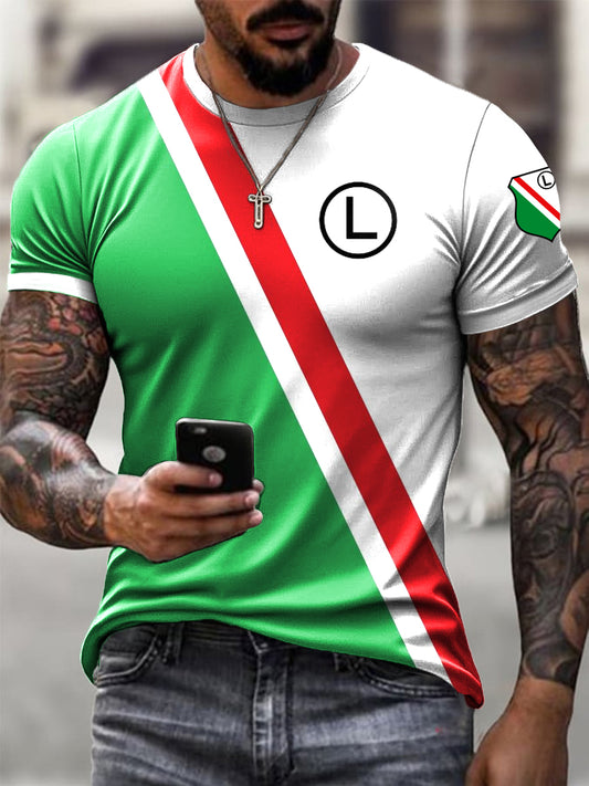 Męski Vintage Polski Warszawa Klub Piłkarski z nadrukiem Casual T-Shirt