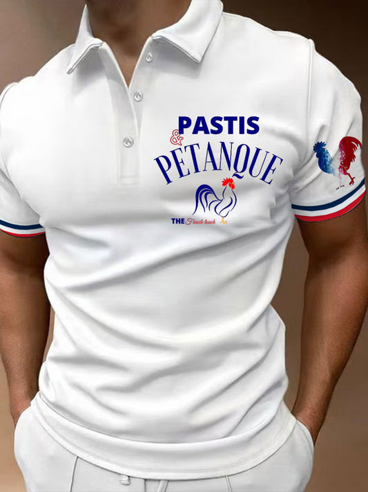 Męska francuska koszulka polo z krótkim rękawem w stylu vintage