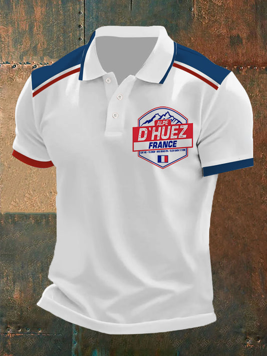 Męska francuska koszulka polo z krótkim rękawem w stylu vintage