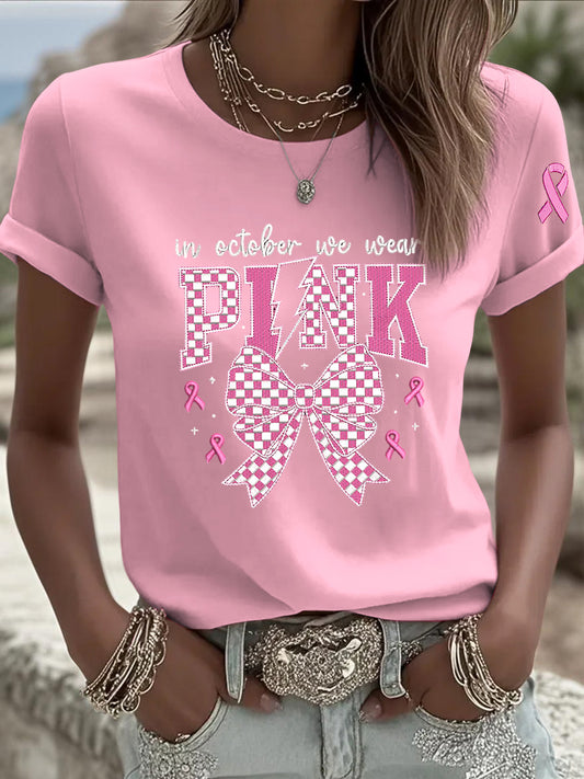 Damska różowa kokla Casual T-Shirt