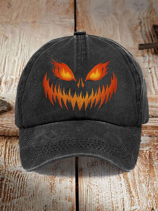 Kapelusz kwiatowy z nadrukiem na Halloween Unisex Wicked Pumpkin Smiley Face