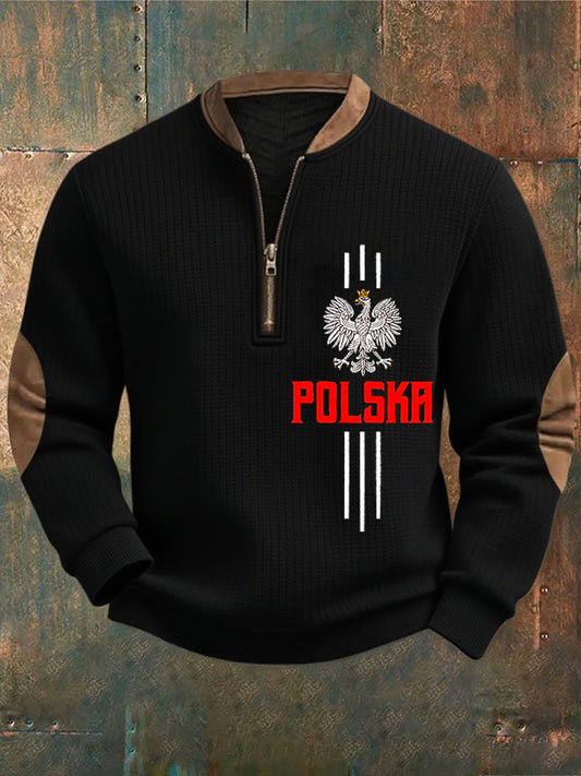 Retro biała bluza z kapturem z motywem orła