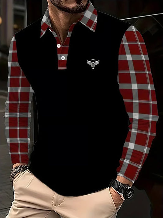 Męska koszulka polo z długim rękawem Retro Business Casual