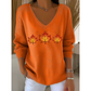V-neck Print Long-sleeve Top