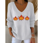 V-neck Print Long-sleeve Top