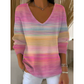 V-neck Print Long-sleeve Top