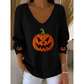 V-neck Print Long-sleeve Top