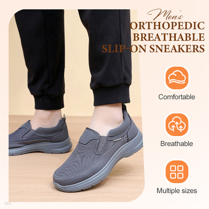 👟40% RABATT NU! ✨ Ortopediska Andningsbara Slip-On-Sneakers för Män - Stödjer Sulgång med Minnesskuminsatser för Bekväm Heltidsanvändning 🏃‍♂️💨