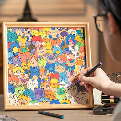 DIY Drewniana ramka na zdjęcia w kształcie puzzli z kotem, do samodzielnego pomalowania