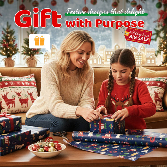 【✨Kup 1 otrzymaj 2 gratis】Arkusz papieru do pakowania prezentów świątecznych o wymiarach 70 x 50 cm