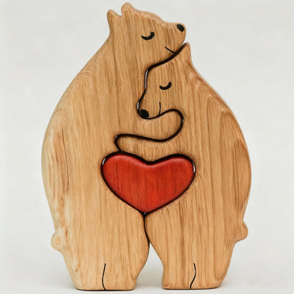 Drewniana ozdoba-puzzle przedstawiająca rodzinę misiów