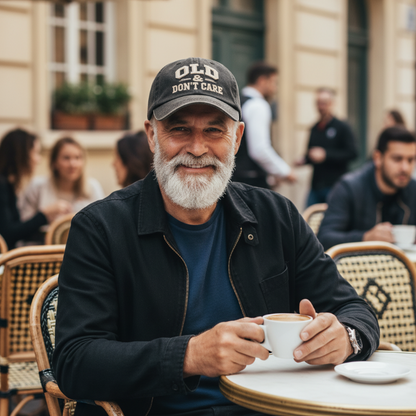 🧢【OLD & DON’T CARE】Unisexowa czapka baseballowa z regulacją i napisem w stylu retro