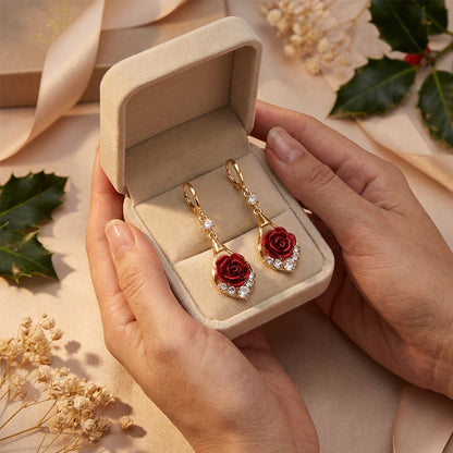 Eleganckie kolczyki w kształcie kropli z czerwonymi różami