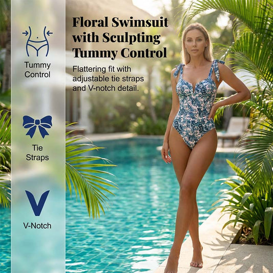 Damski jednoczęściowy kostium kąpielowy z nadrukiem