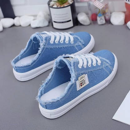 💐Damskie klapki typu slip-on z jeansu – wygodna podeszwa i swobodny styl 👟☀️