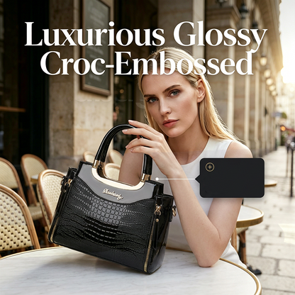 💎 ΕΚΠΤΏΣΕΙΣ 49%✨👜Γυναικεία τσάντα σε στυλ βιντάζ με γυαλιστερό ανάγλυφο κροκό – Κομψή, ευρύχωρη και φυσικά κομψή💃