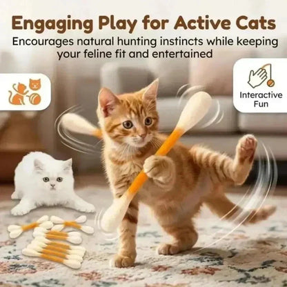 🎾😻 Εξαιρετικά μεγάλο παιχνίδι για γάτες – βαμβακερά μπαλάκια – Περιέχει καταραχίδα