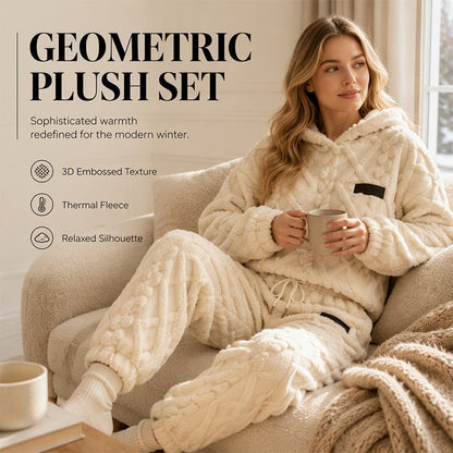 🍂 3D-präglat geometriskt mjukt loungewear-set