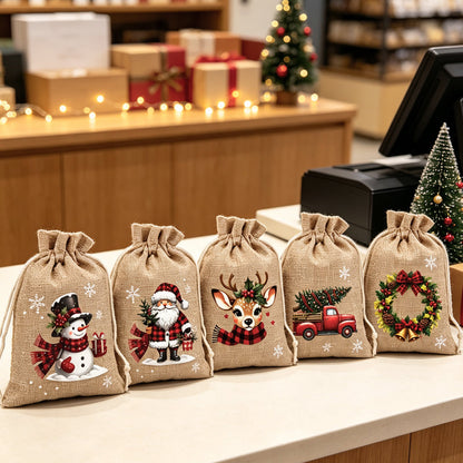 🎄 50% ΕΚΠΤΩΣΗ! 🎁 Χριστουγεννιάτικες τσάντες δώρων - Χριστουγεννιάτικα μοτίβα, κορδόνι περίσφιξης και ανθεκτικό υλικό ✨🎅