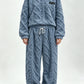🍂 3D-präglat geometriskt mjukt loungewear-set