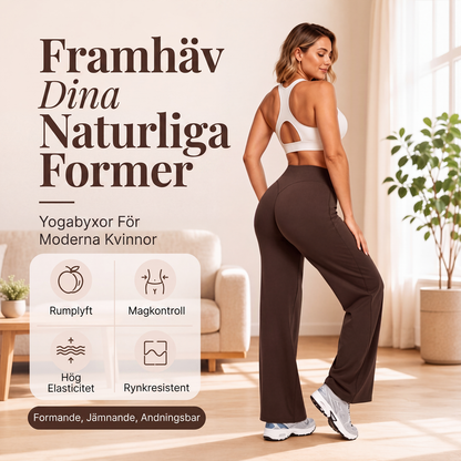 🏃‍♀️ Löst sittande yogabyxor med hög midja för damer