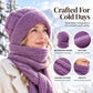 🧶Stickat 2-i-1 Set: Varm Mössa & Halsduk för Damer – Mjuk & Elegant