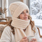 🧶Stickat 2-i-1 Set: Varm Mössa & Halsduk för Damer – Mjuk & Elegant
