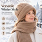 🧶Stickat 2-i-1 Set: Varm Mössa & Halsduk för Damer – Mjuk & Elegant