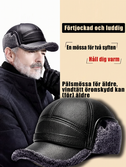 🧢 Öronskyddande värme, vinter utomhus – Tjock öronskyddande hatt av konstläder för män ✨